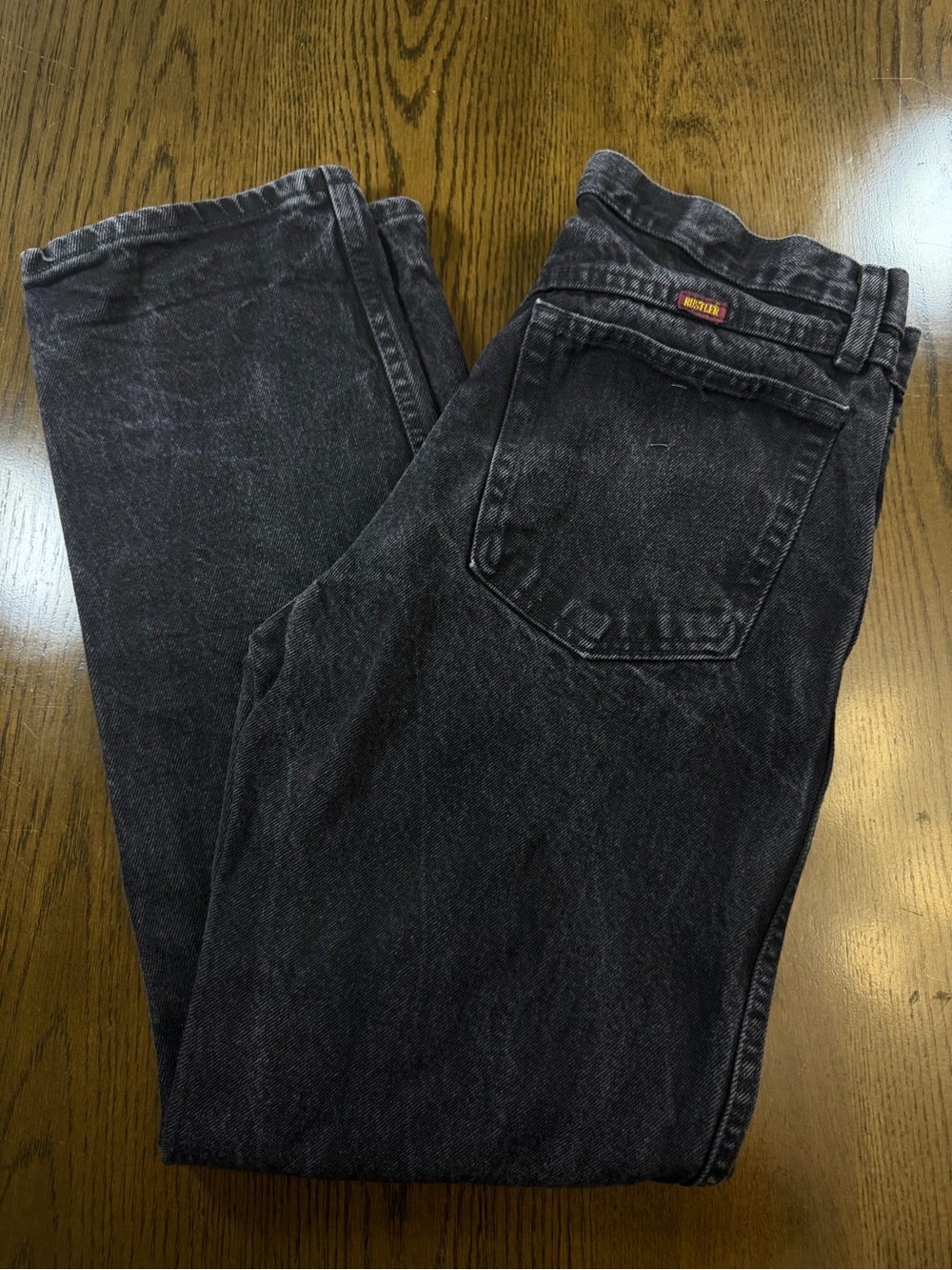 2000’s Gorpcore Basics RUSTLER Men's Black Washed Jeans - Classic Straight Fit